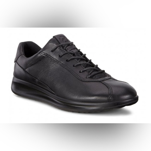 ECCO Aquet Black Leather Sneakers Women’s US 9 Danish Design Comfort Shoes - Picture 10 of 11